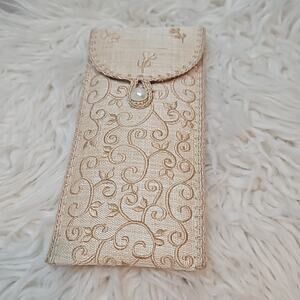 Vintage Embroidered Cream Ivory Soft Eyeglass case